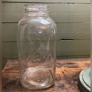 Antique Kerr Clear Mason Jar 9.5” Vintage Glass Farmhouse Decor